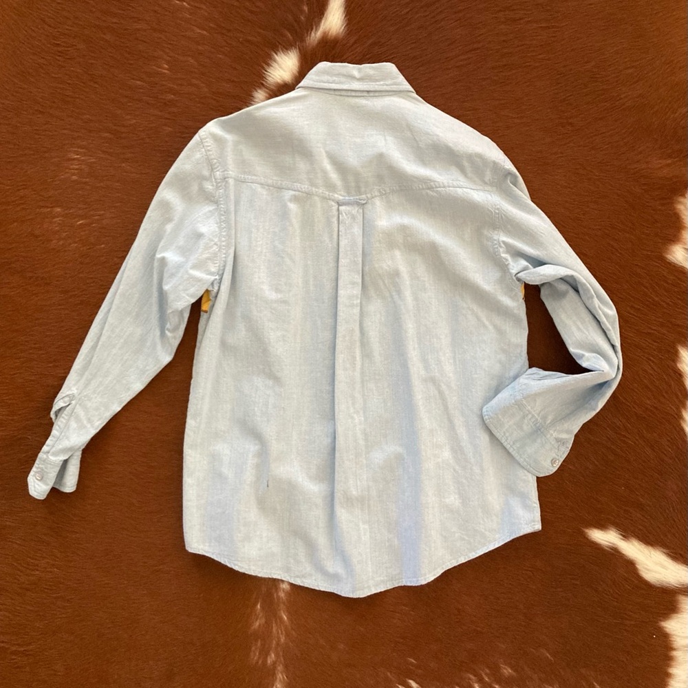 *Vintage* Custom Embroidered Western Themed Lightweight Denim Button Down - Picture 2 of 3
